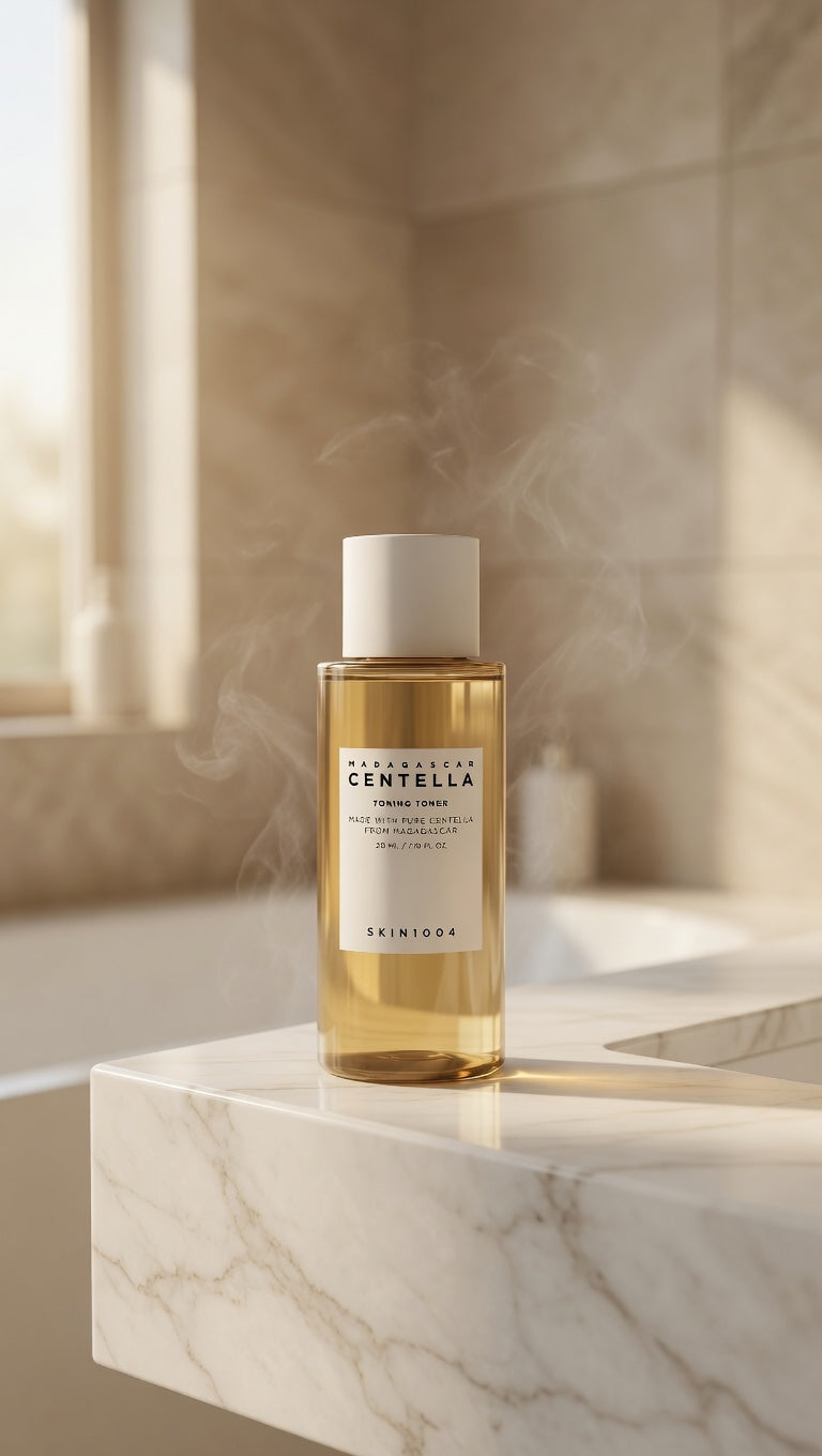 Centella toner in bathroom