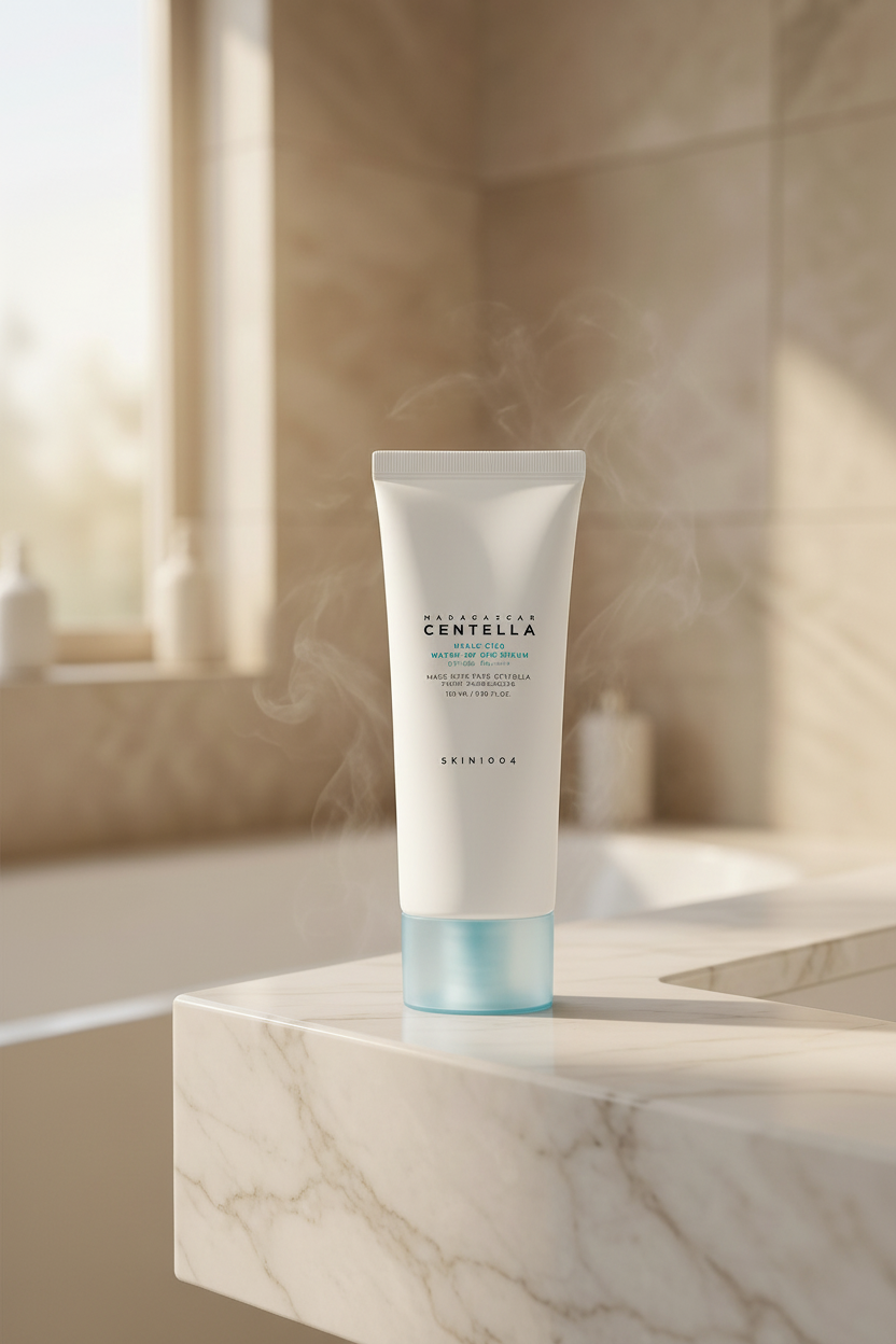 SKIN1004 Hyalu-Cica Water-Fit Sun Serum in Luxury Bathroom