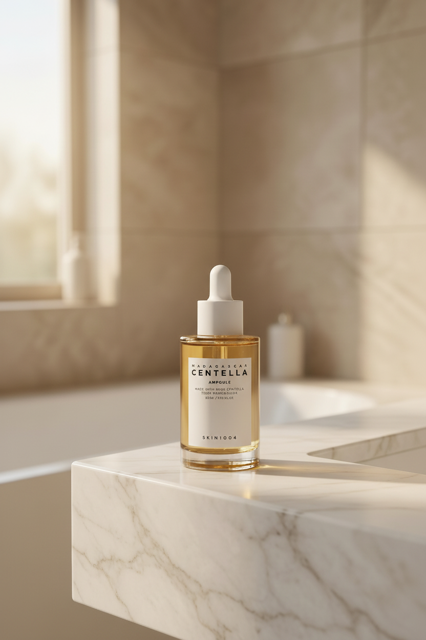SKIN1004 Madagascar Centella Ampoule in Luxury Bathroom